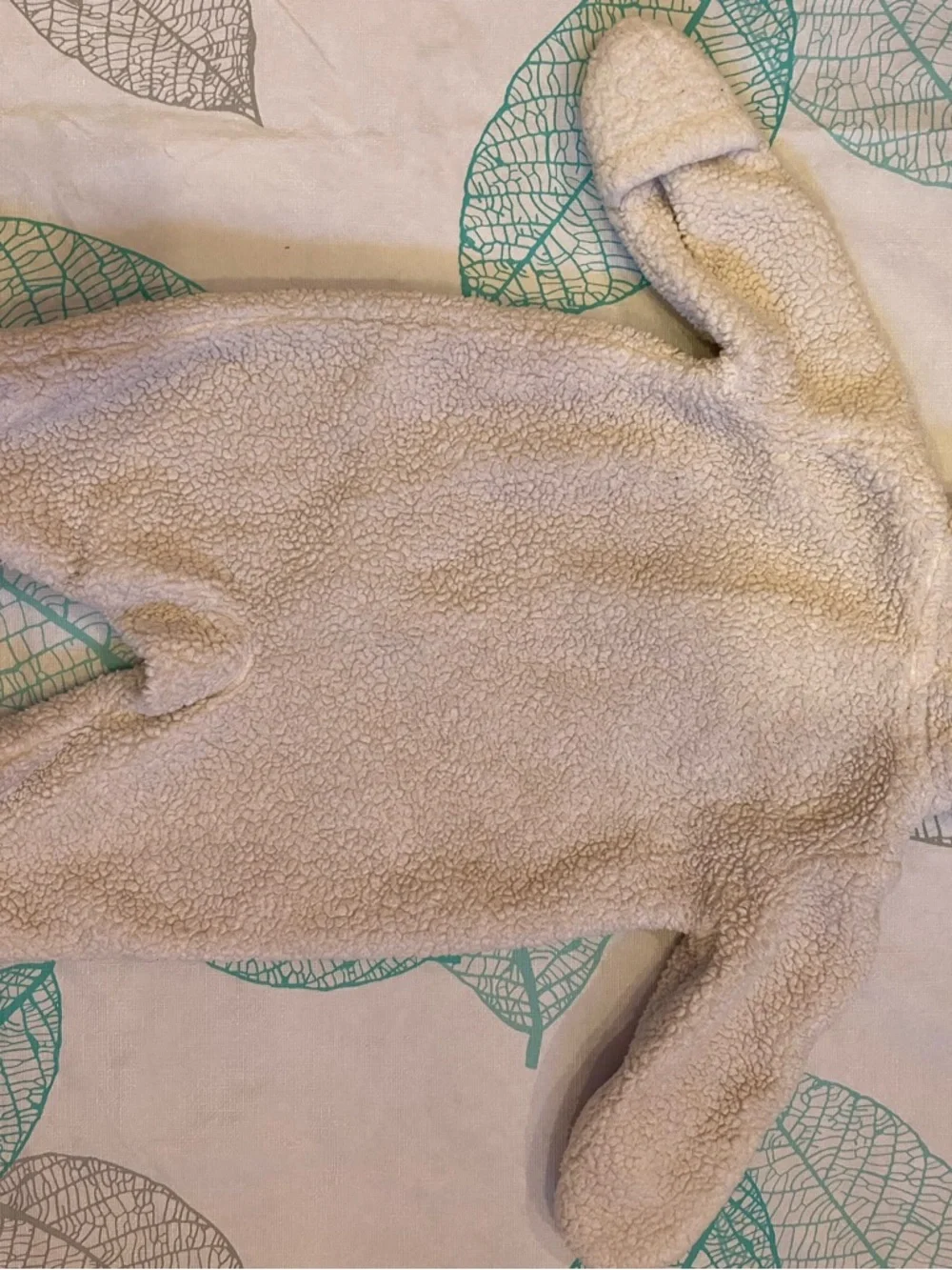 Carter's Cream Sherpa Hooded Footed One-Piece with Striped Lining - Picture 2 of 9